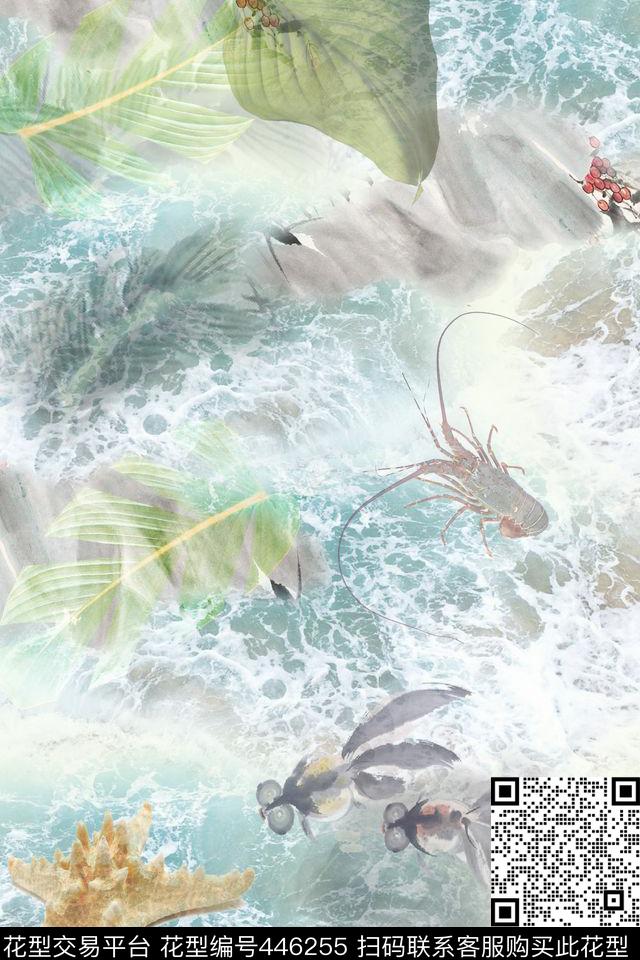 时尚海洋海底世界数码印花华亿平台下载（图片编号: 446255） - 瓦栏（Walan）