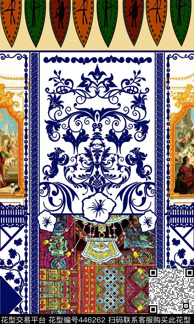 花纹民族图案女装定位欧式人物数码印花华亿平台下载（图片编号: 446262） - 瓦栏（Walan）