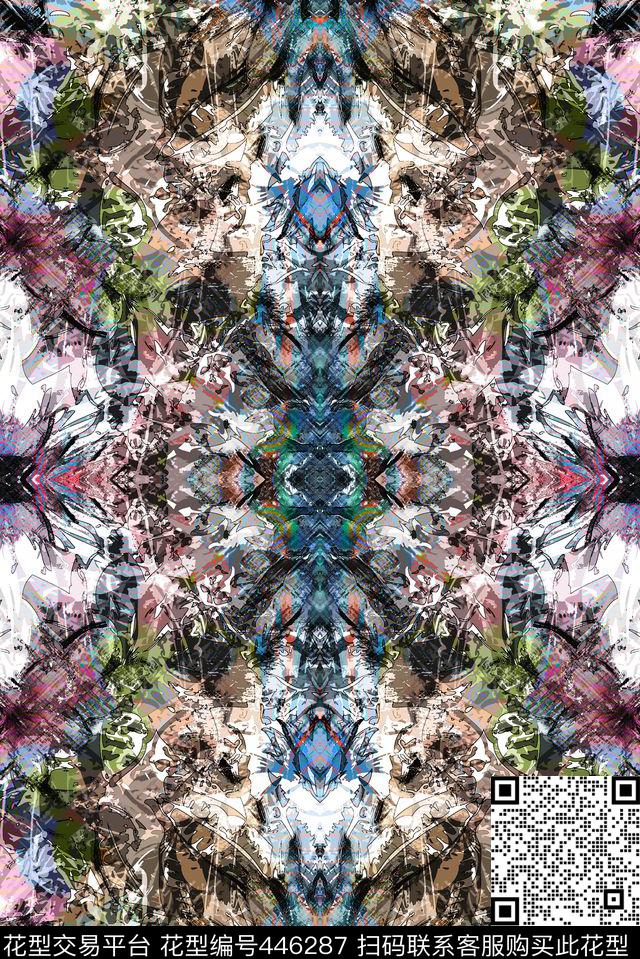 夹克几何碎片泼墨数码印花华亿平台下载（图片编号: 446287） - 瓦栏（Walan）