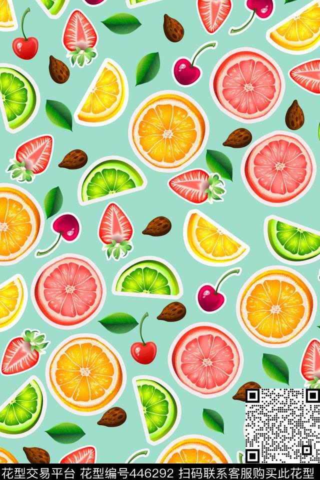 卡通柠檬樱桃数码印花华亿平台下载（图片编号: 446292） - 瓦栏（Walan）