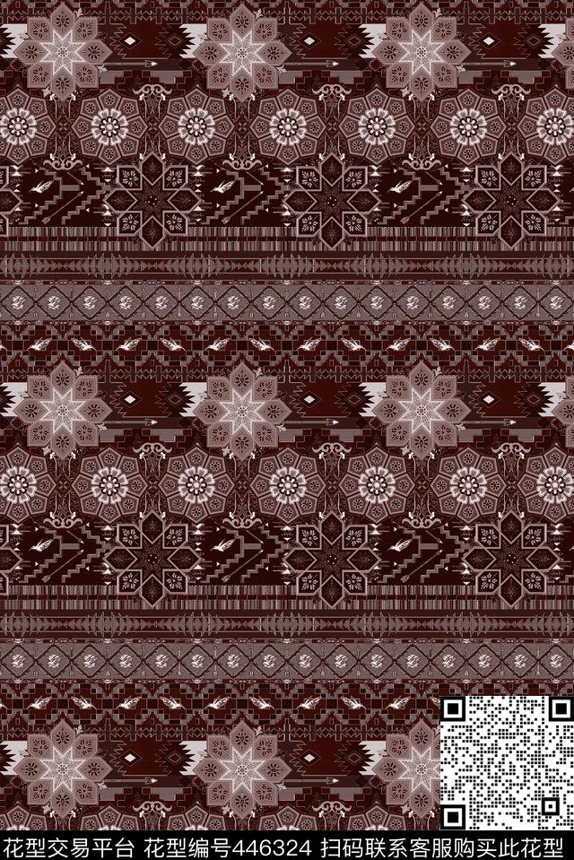 波西米亚异域几何纹样时尚潮流传统印花华亿平台下载（图片编号: 446324） - 瓦栏（Walan）