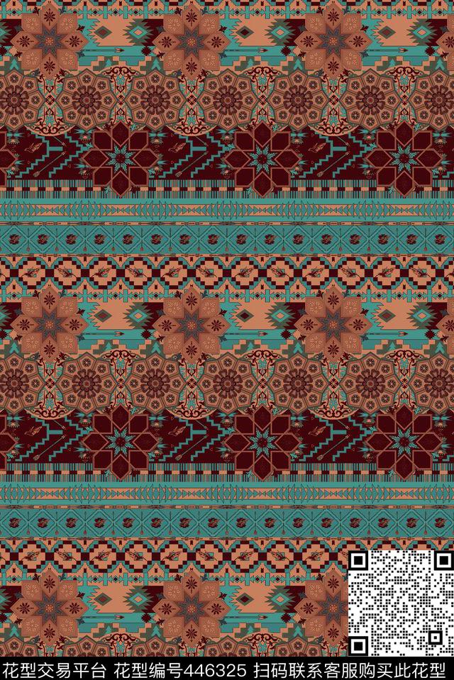 波西米亚异域几何纹样时尚潮流传统印花华亿平台下载（图片编号: 446325） - 瓦栏（Walan）