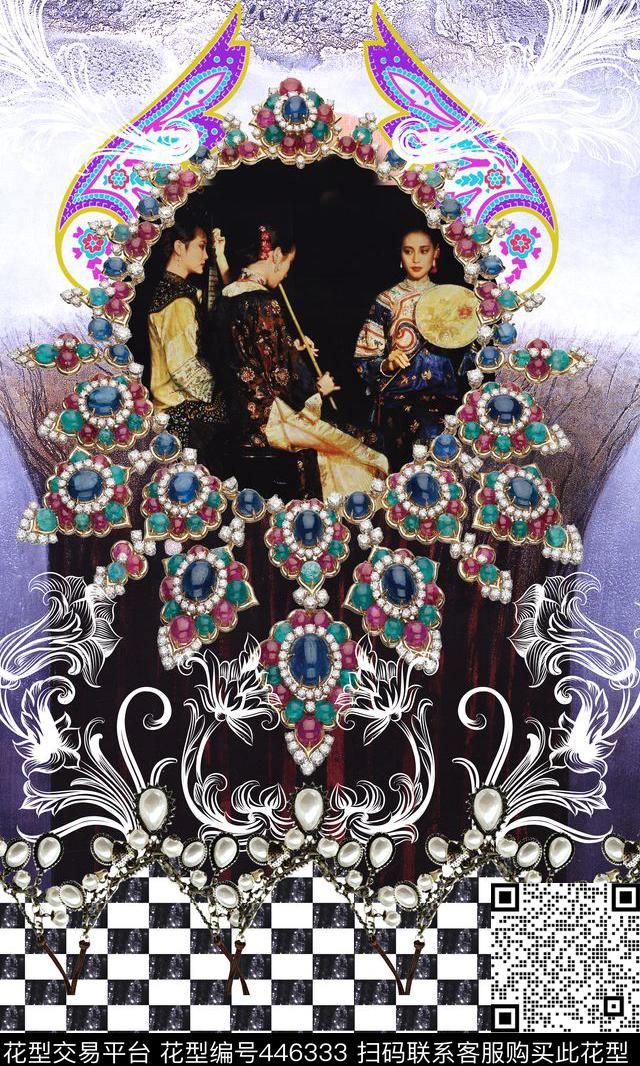 插画人物定位定位几何数码印花华亿平台下载（图片编号: 446333） - 瓦栏（Walan）