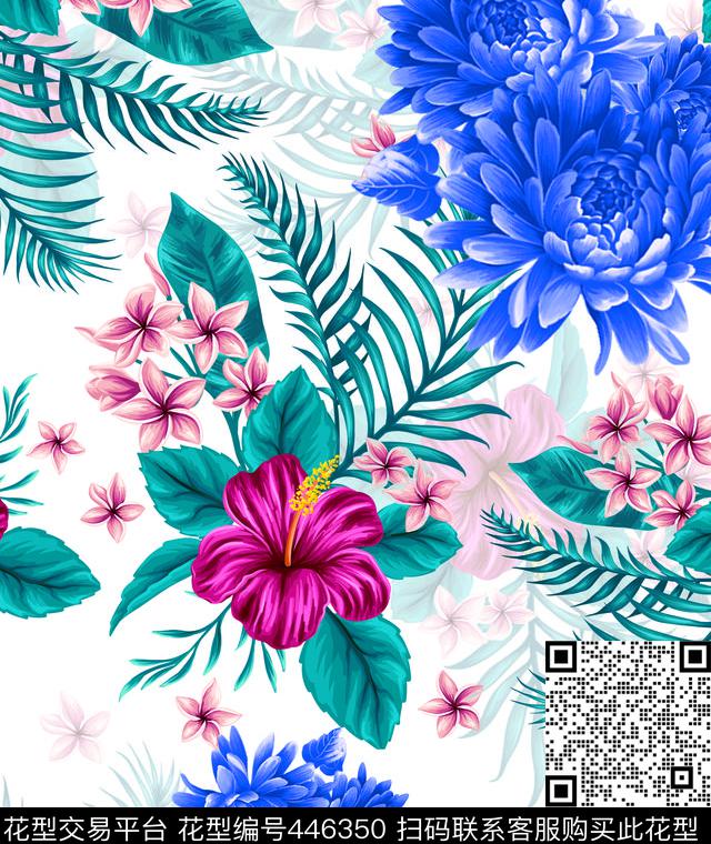 蓝色中国风数码印花华亿平台下载（图片编号: 446350） - 瓦栏（Walan）