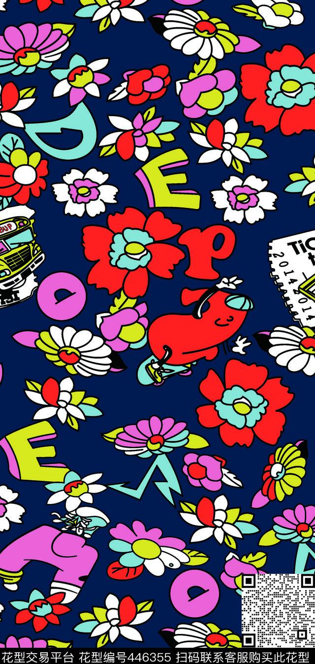 车可爱字母传统印花华亿平台下载（图片编号: 446355） - 瓦栏（Walan）