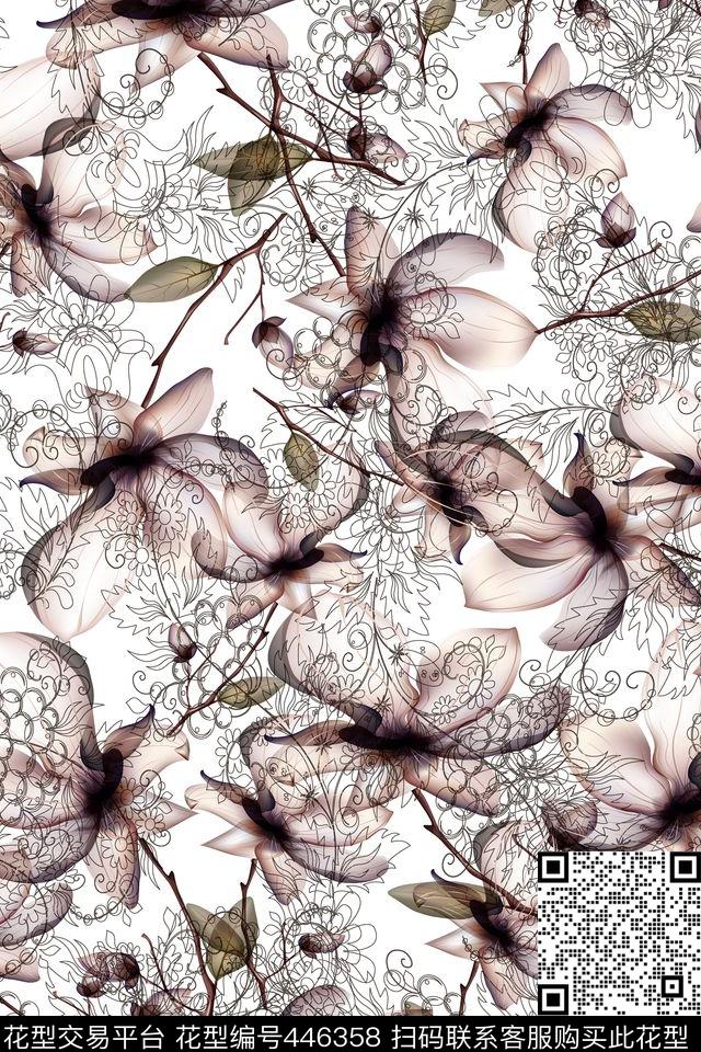 水墨渲染古典传统印花华亿平台下载（图片编号: 446358） - 瓦栏（Walan）