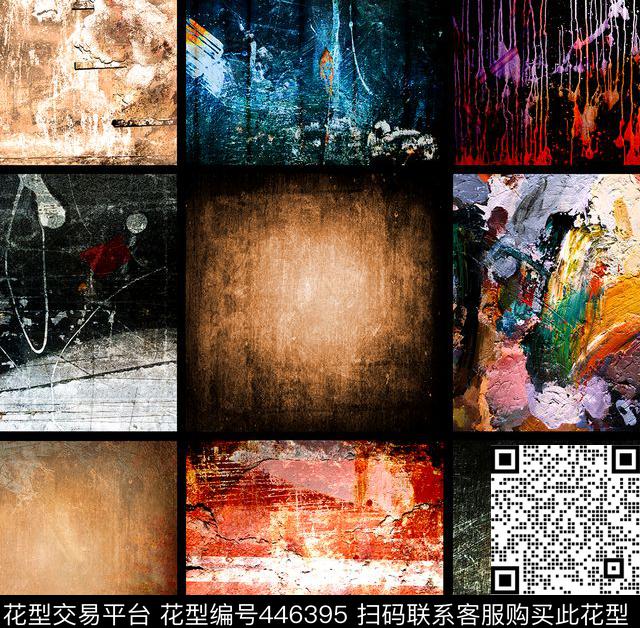 抽象油画数码印花华亿平台下载（图片编号: 446395） - 瓦栏（Walan）