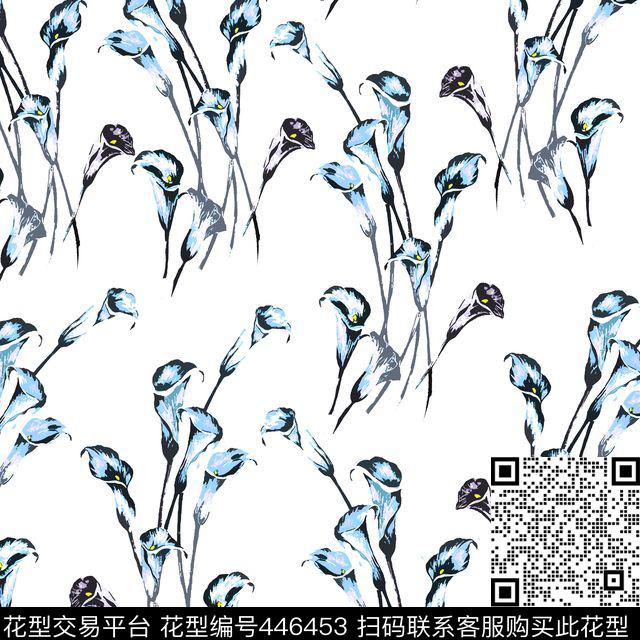 抽象花瓣涂鸦传统印花华亿平台下载（图片编号: 446453） - 瓦栏（Walan）