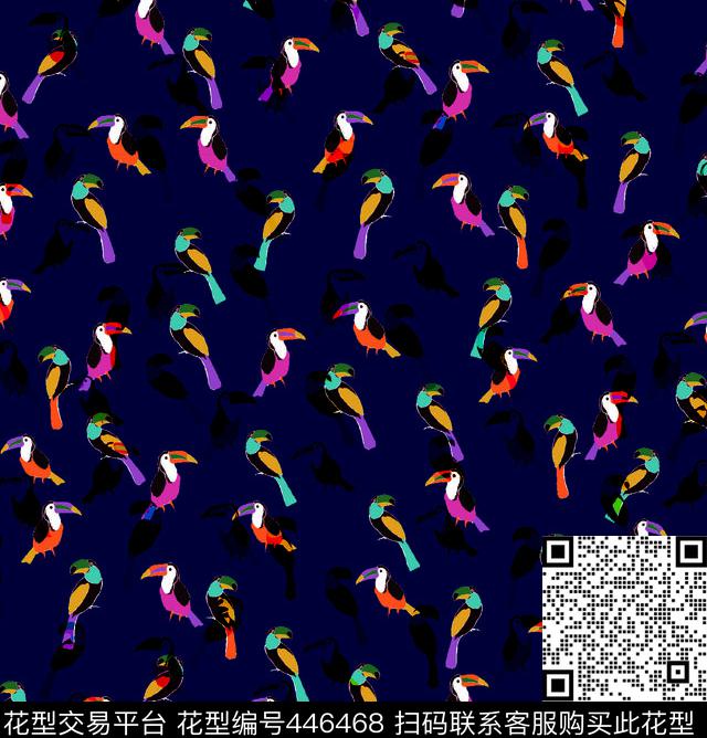 休闲鸟印花传统印花华亿平台下载（图片编号: 446468） - 瓦栏（Walan）