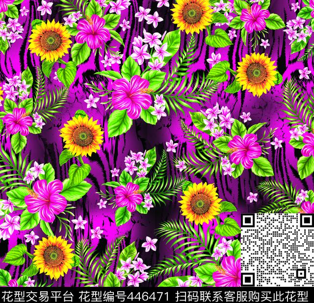 花卉花服饰数码印花华亿平台下载（图片编号: 446471） - 瓦栏（Walan）