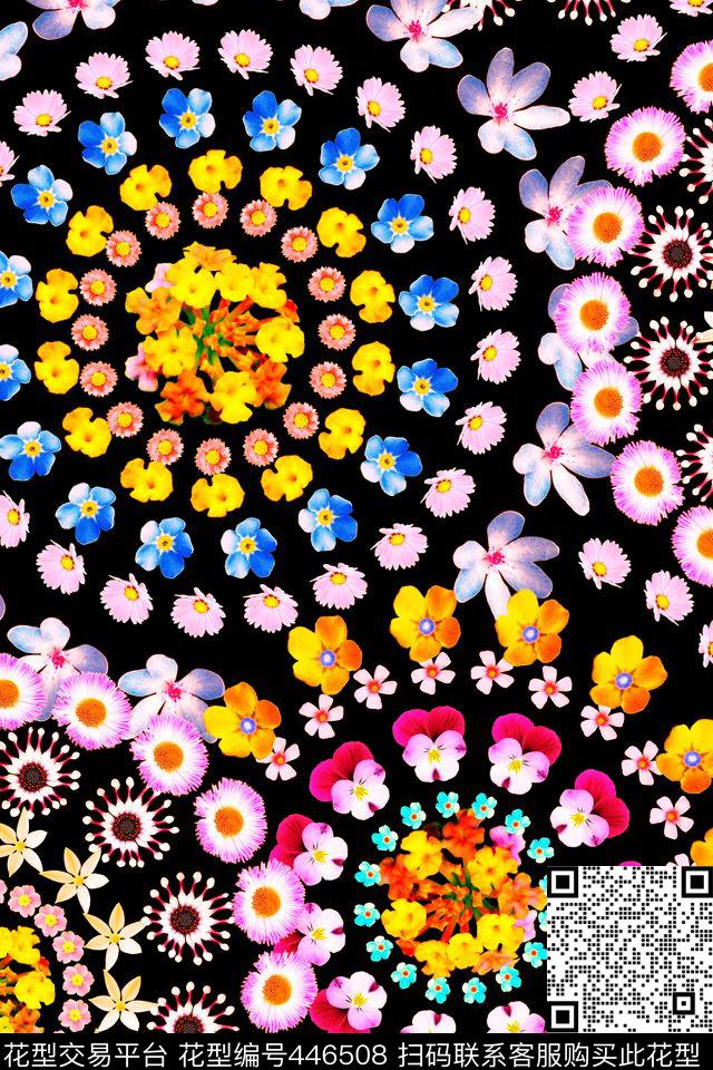 花满版组合纯底数码印花华亿平台下载（图片编号: 446508） - 瓦栏（Walan）