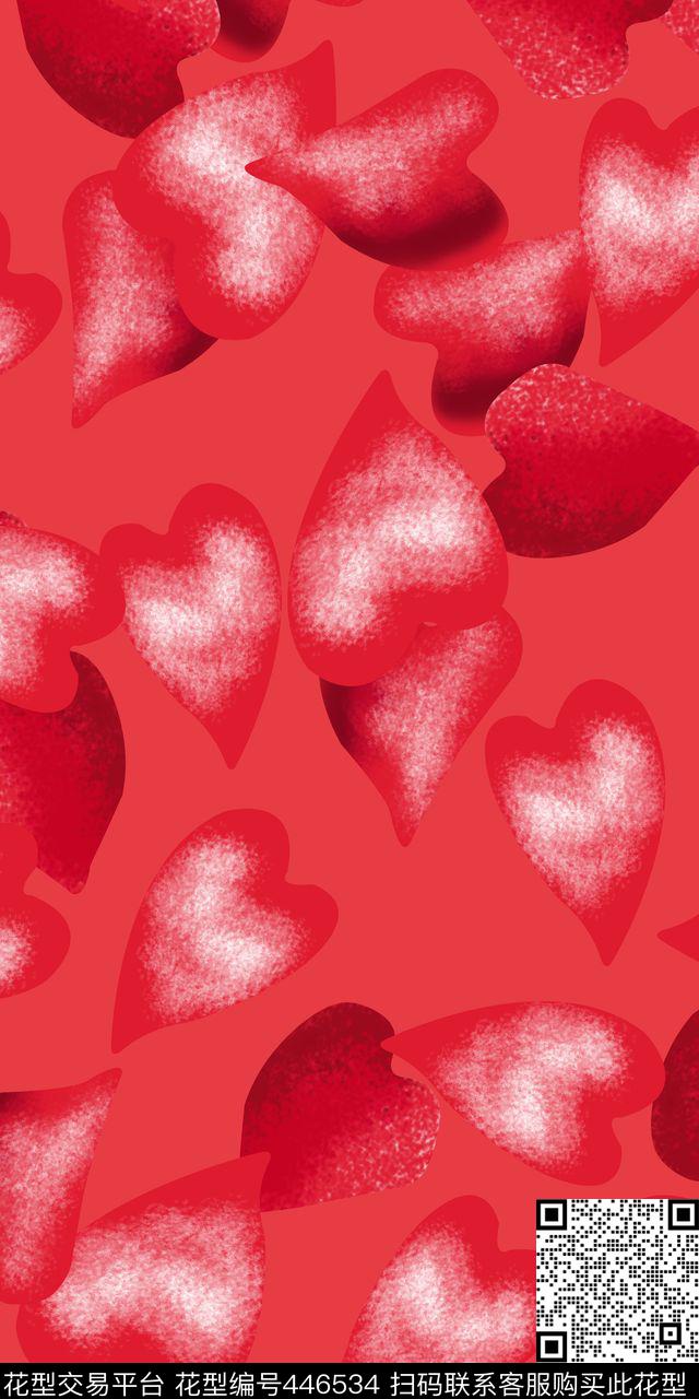 几何红心云纹数码印花华亿平台下载（图片编号: 446534） - 瓦栏（Walan）