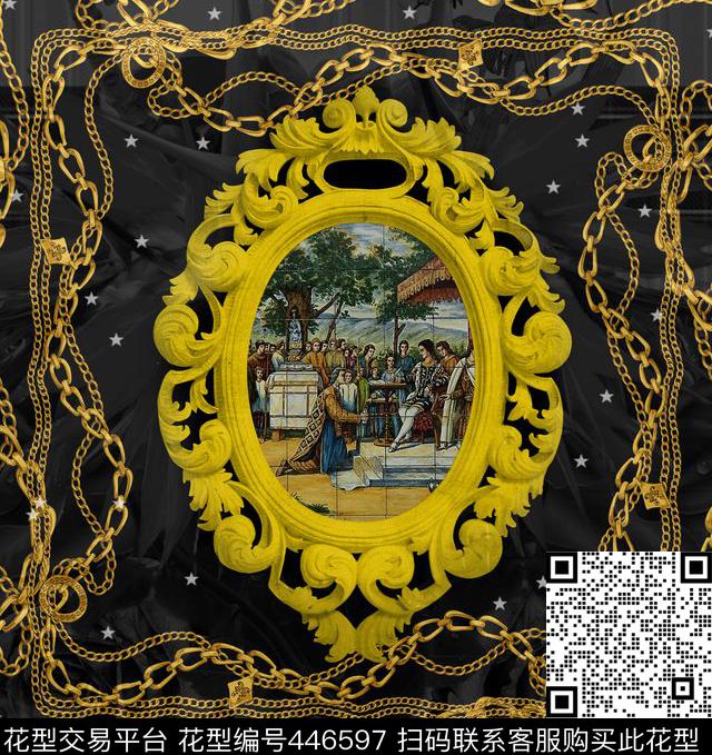 潮牌金属链条数码印花华亿平台下载（图片编号: 446597） - 瓦栏（Walan）