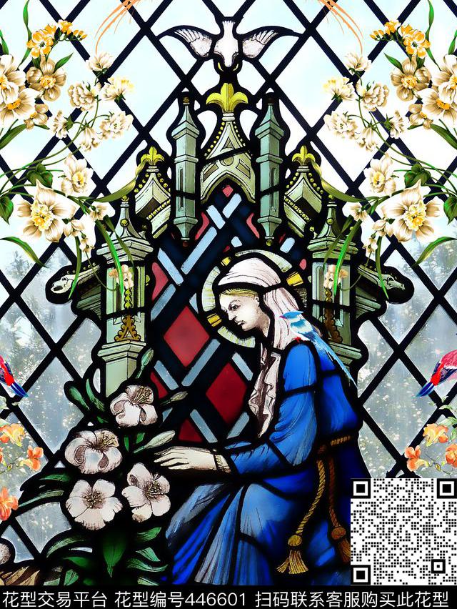 教堂鸟欧式数码印花华亿平台下载（图片编号: 446601） - 瓦栏（Walan）