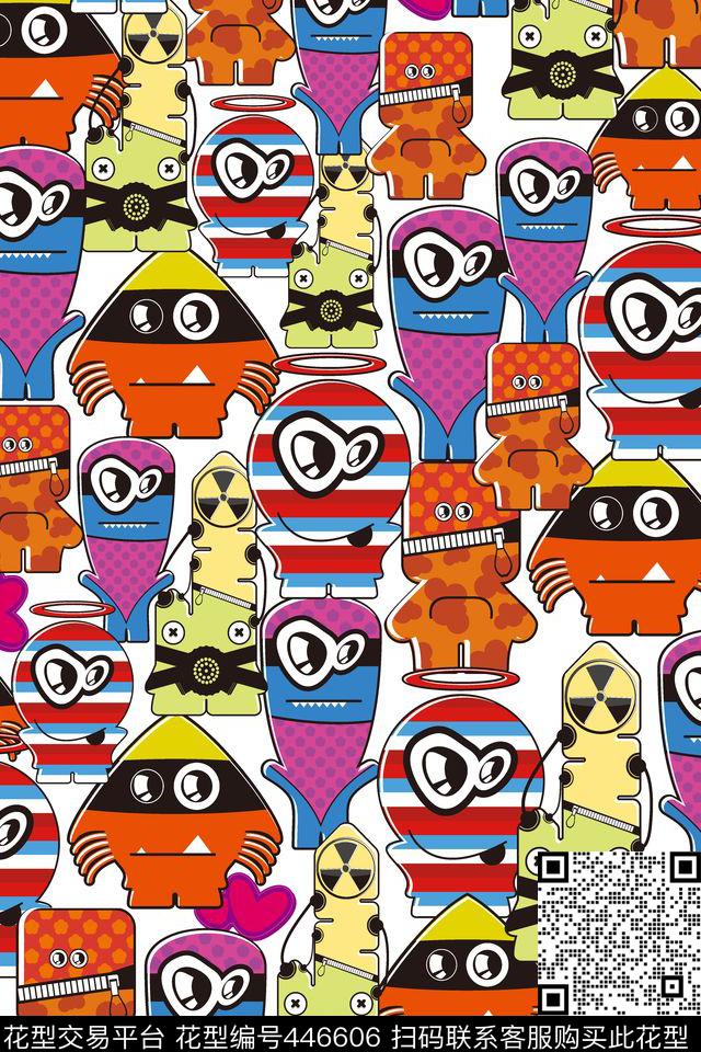 卡通怪兽可爱传统印花华亿平台下载（图片编号: 446606） - 瓦栏（Walan）