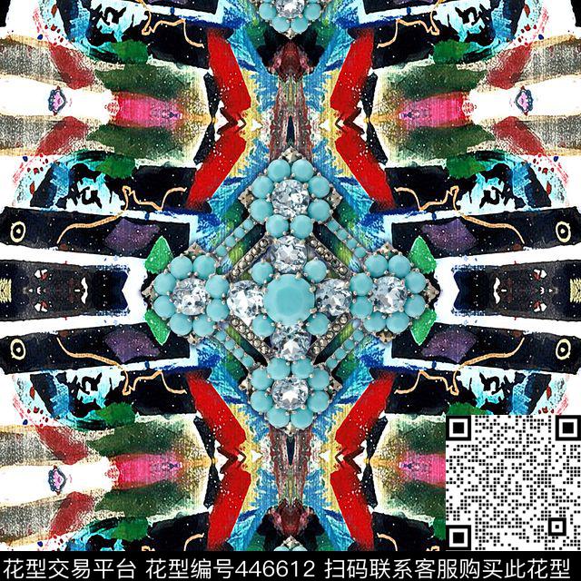个性民族风条纹数码印花华亿平台下载（图片编号: 446612） - 瓦栏（Walan）