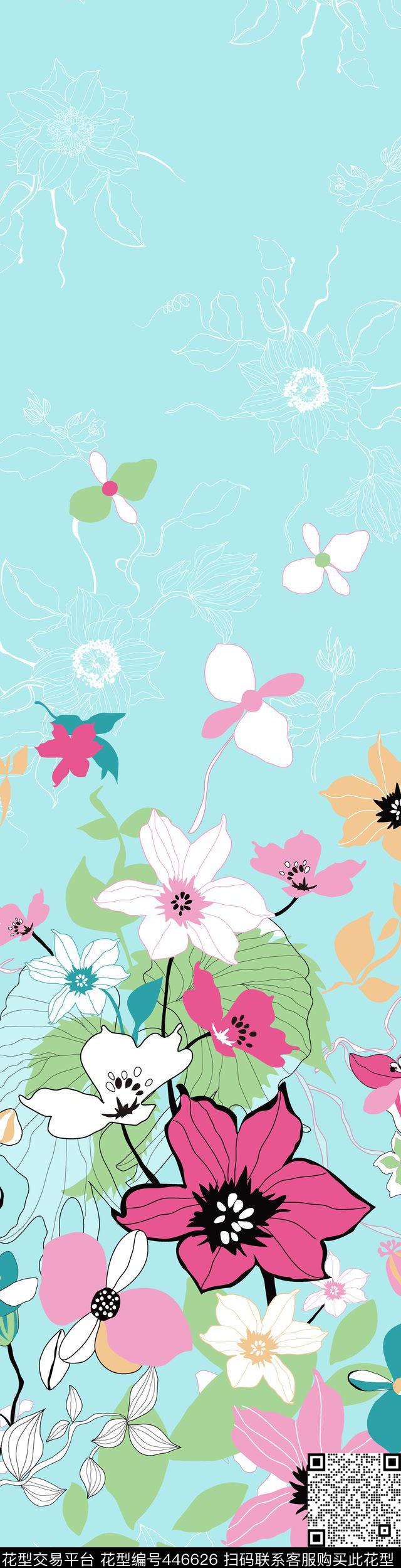 花卉图案服装印花图案小清新花卉传统印花华亿平台下载（图片编号: 446626） - 瓦栏（Walan）