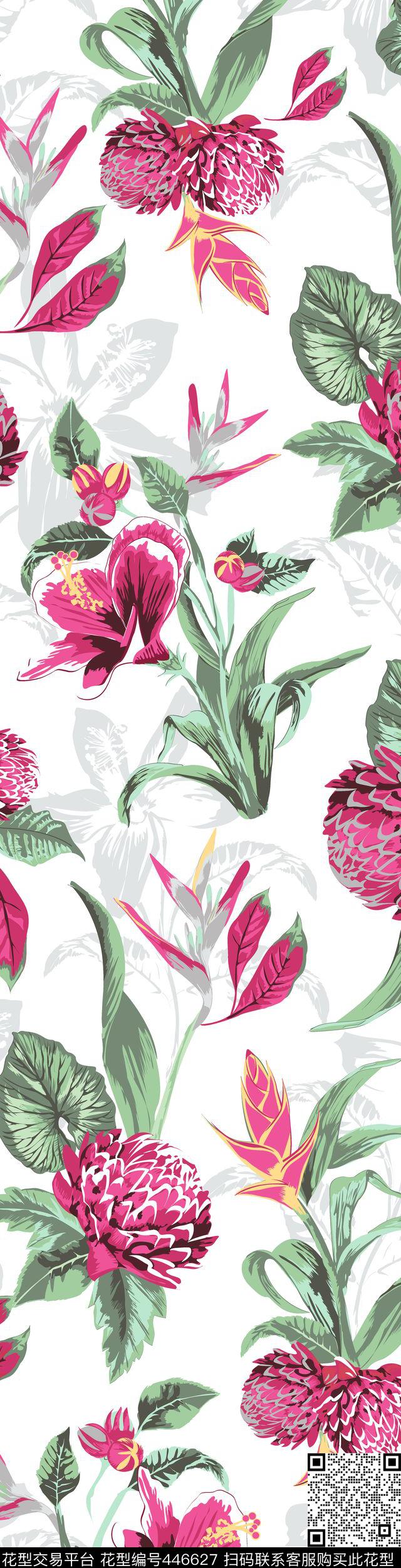 服装印花图案华亿平台设计热带风情图案传统印花华亿平台下载（图片编号: 446627） - 瓦栏（Walan）