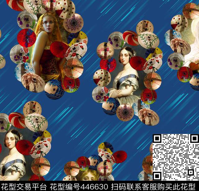 美女油画欧式雨伞数码印花华亿平台下载（图片编号: 446630） - 瓦栏（Walan）