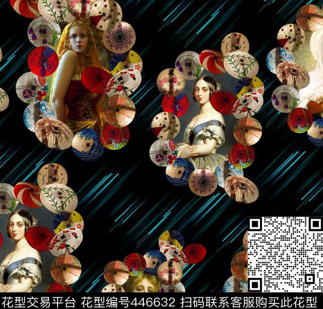 美女油画欧式雨伞数码印花华亿平台下载（图片编号: 446632） - 瓦栏（Walan）