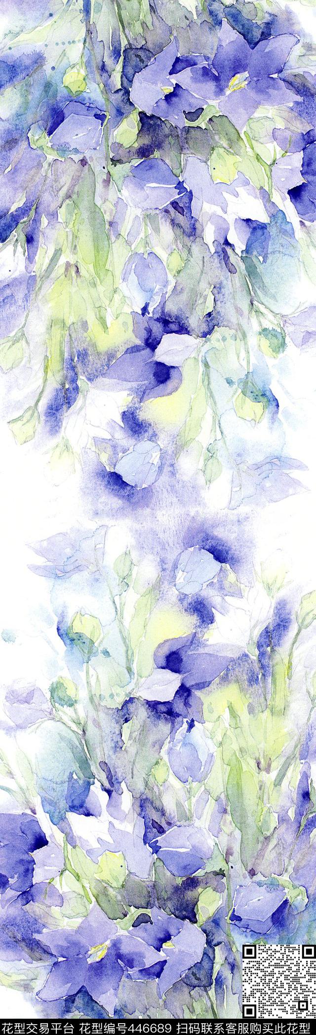 手绘百合花卉数码印花华亿平台下载（图片编号: 446689） - 瓦栏（Walan）