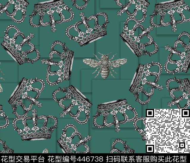流行时尚王冠昆虫数码印花华亿平台下载（图片编号: 446738） - 瓦栏（Walan）