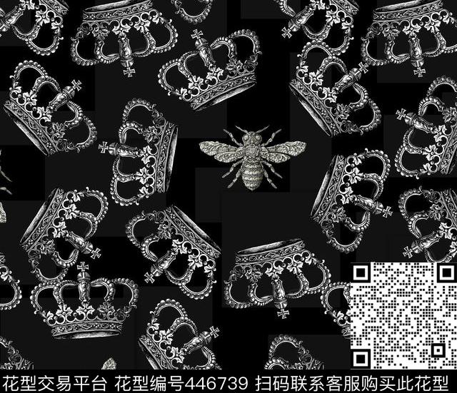 流行时尚王冠昆虫数码印花华亿平台下载（图片编号: 446739） - 瓦栏（Walan）