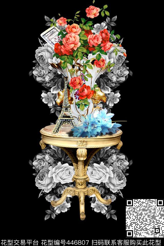 大牌欧式花卉T恤数码印花华亿平台下载（图片编号: 446807） - 瓦栏（Walan）