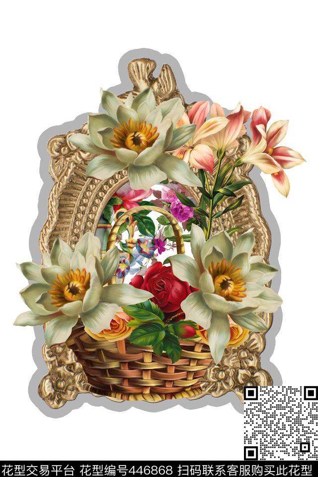 大牌欧式花篮花卉数码印花华亿平台下载（图片编号: 446868） - 瓦栏（Walan）