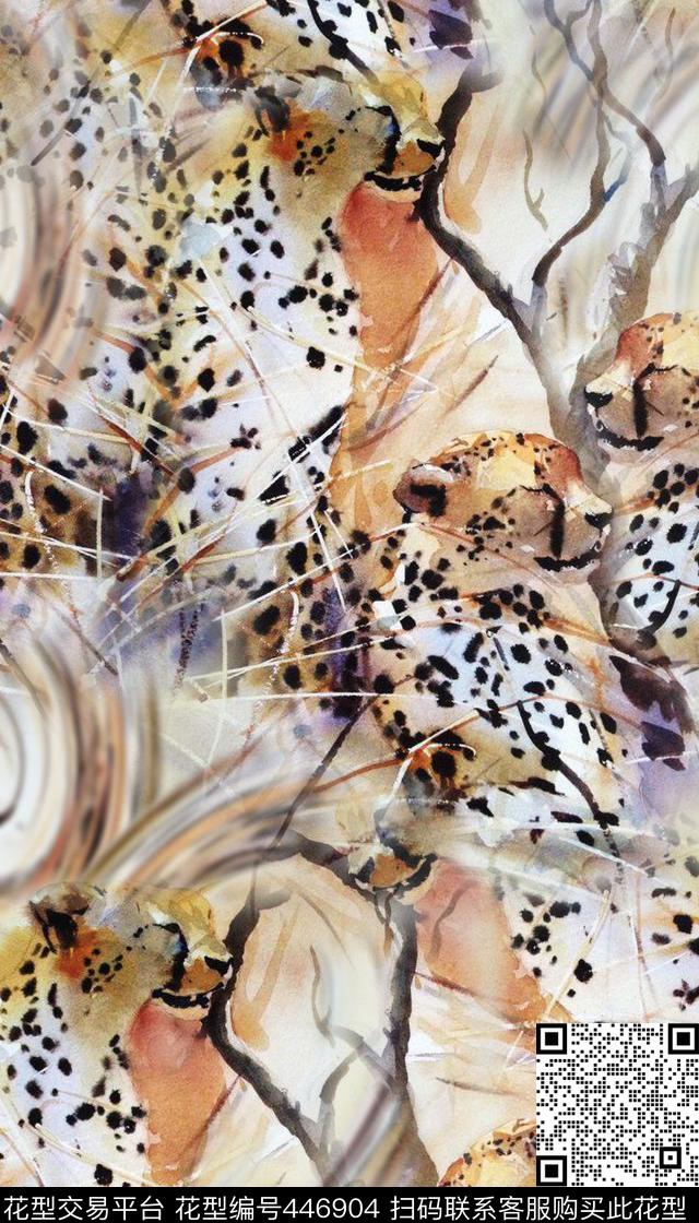 时尚复古水彩动物豹子抽象底纹数码印花华亿平台下载（图片编号: 446904） - 瓦栏（Walan）