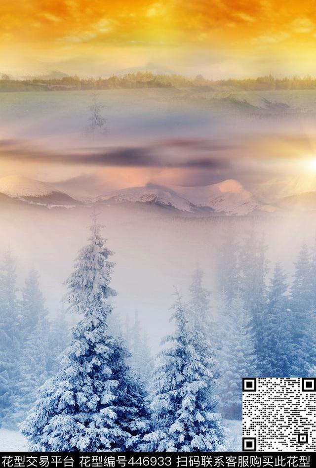 冬日雪景L.D~景观定位数码印花华亿平台下载（图片编号: 446933） - 瓦栏（Walan）