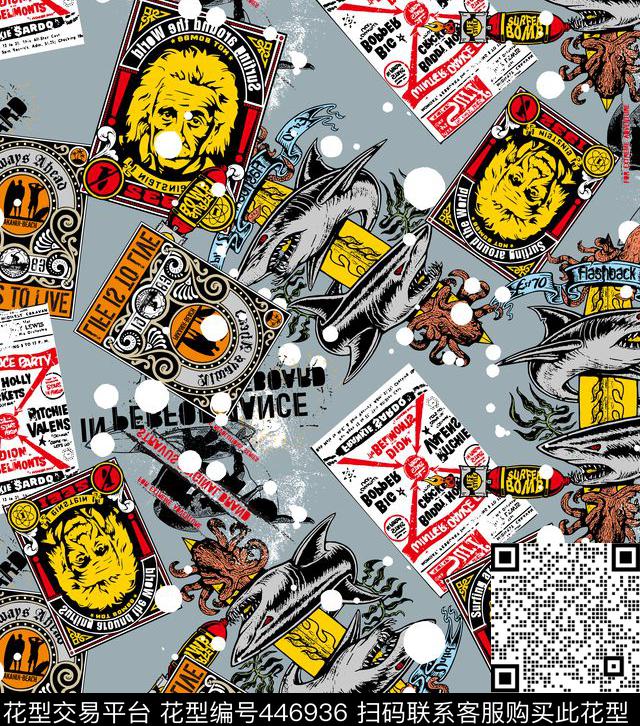 复古个性街头风数码印花华亿平台下载（图片编号: 446936） - 瓦栏（Walan）