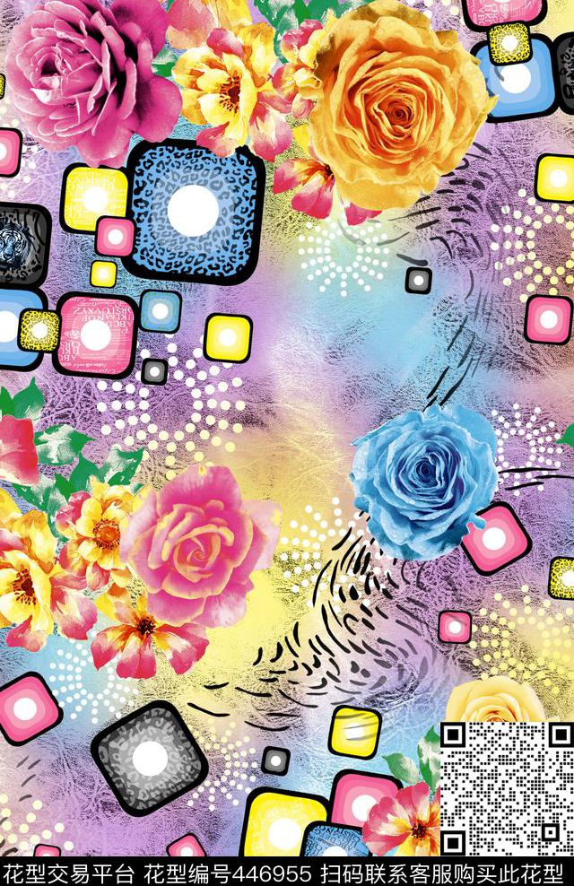 花卉女装几何数码印花华亿平台下载（图片编号: 446955） - 瓦栏（Walan）