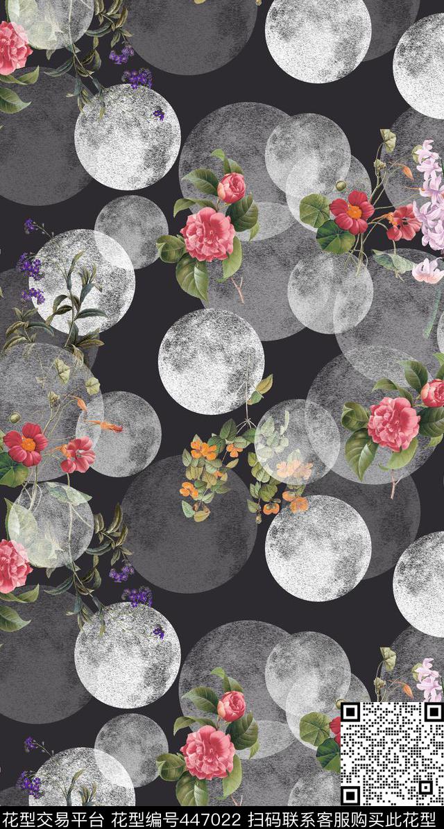 波点复古花瓣流行时尚数码印花华亿平台下载（图片编号: 447022） - 瓦栏（Walan）
