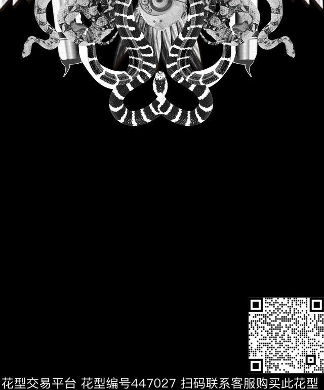 时尚素描翅膀银环蛇数码印花华亿平台下载（图片编号: 447027） - 瓦栏（Walan）