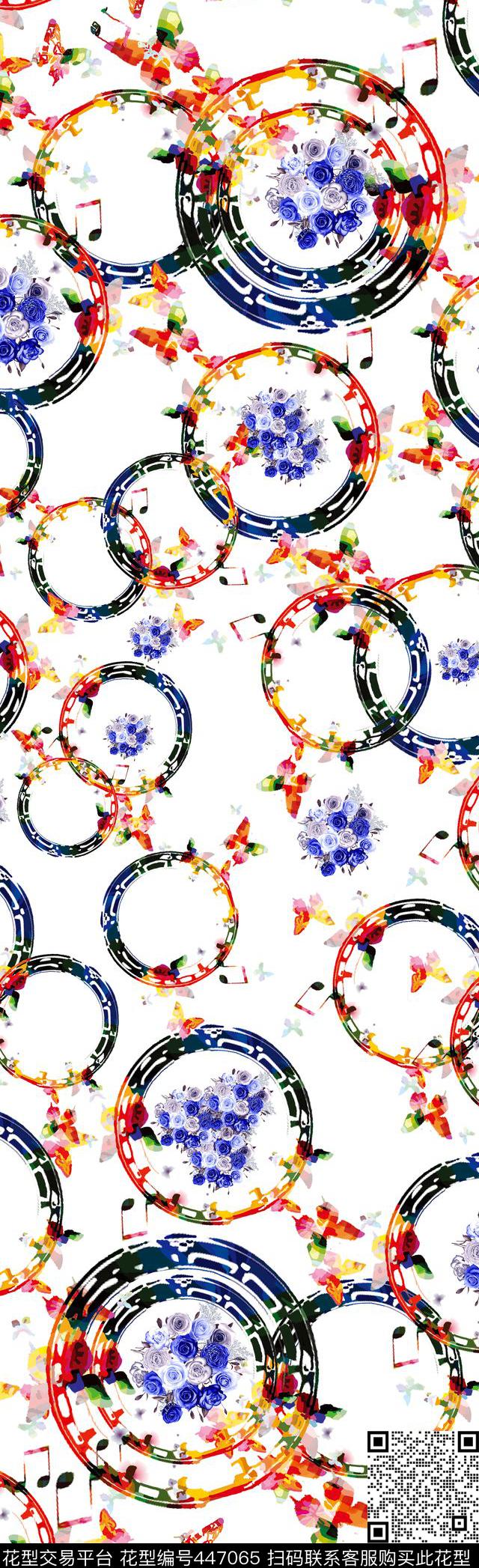 玫瑰花卉喷墨笔触随行数码印花华亿平台下载（图片编号: 447065） - 瓦栏（Walan）