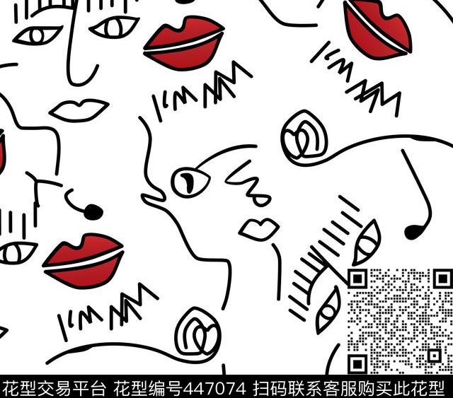 潮流女神涂鸦嘴唇张靓颖传统印花华亿平台下载（图片编号: 447074） - 瓦栏（Walan）