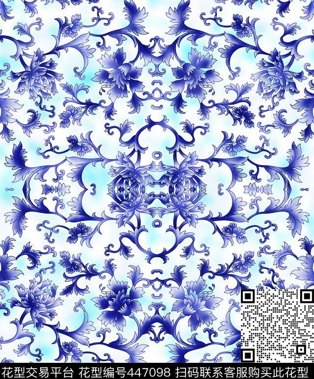 简清清新对称数码印花华亿平台下载（图片编号: 447098） - 瓦栏（Walan）