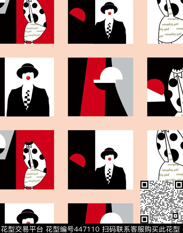流行时尚格子卡通数码印花华亿平台下载（图片编号: 447110） - 瓦栏（Walan）