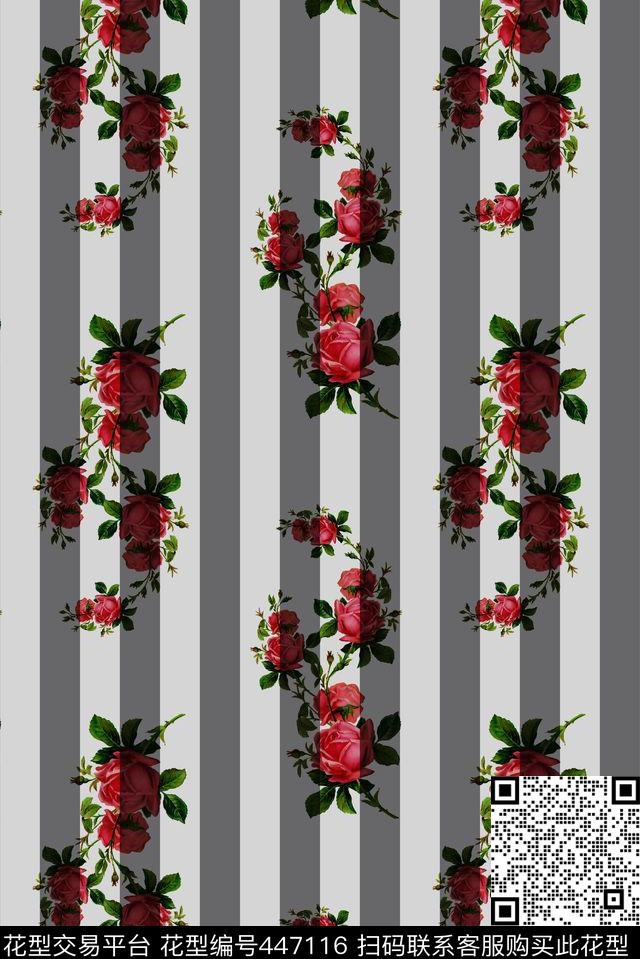 小清新时尚简约水彩蔷薇玫瑰花小碎花潮流连衣裙数码印花华亿平台下载（图片编号: 447116） - 瓦栏（Walan）