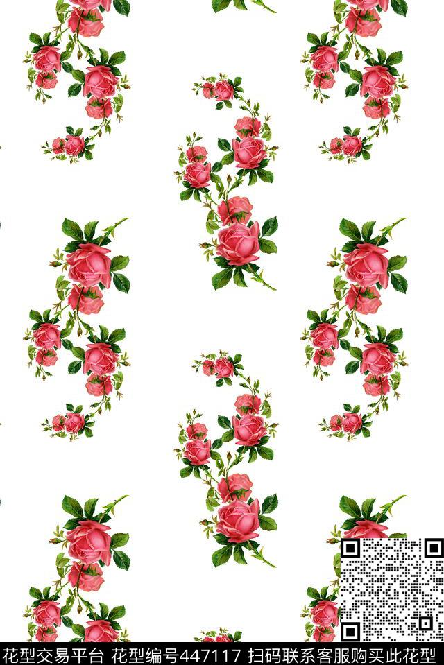 小清新时尚简约水彩蔷薇玫瑰花小碎花潮流连衣裙数码印花华亿平台下载（图片编号: 447117） - 瓦栏（Walan）