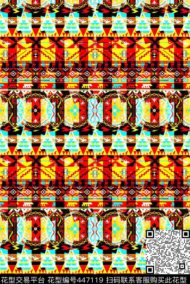 波西米亚异域几何纹样时尚潮流小清新复古大气上档次传统印花华亿平台下载（图片编号: 447119） - 瓦栏（Walan）