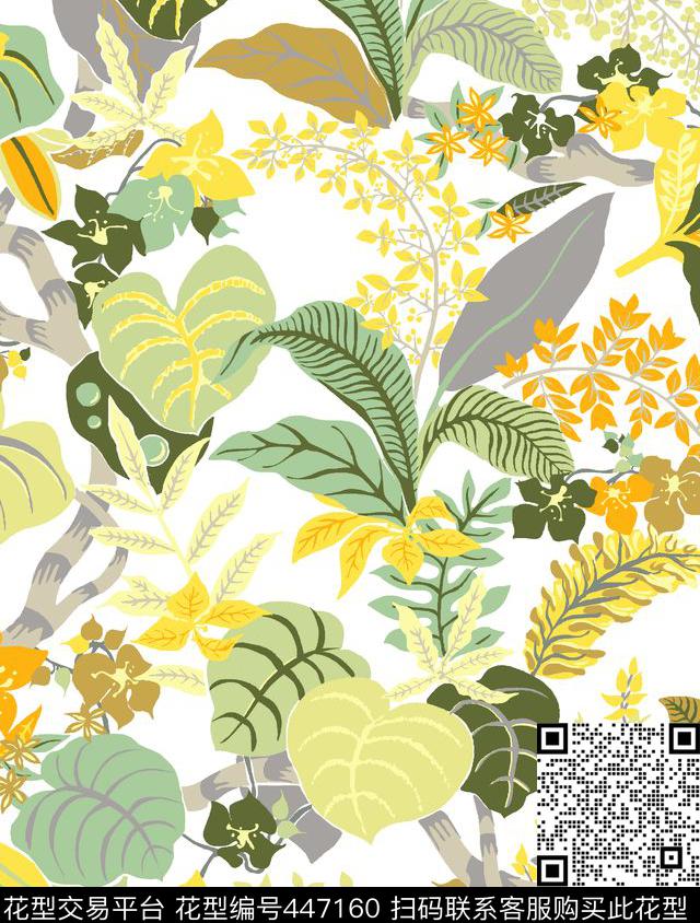 热带风情花卉小清新花卉服装印花图案传统印花华亿平台下载（图片编号: 447160） - 瓦栏（Walan）