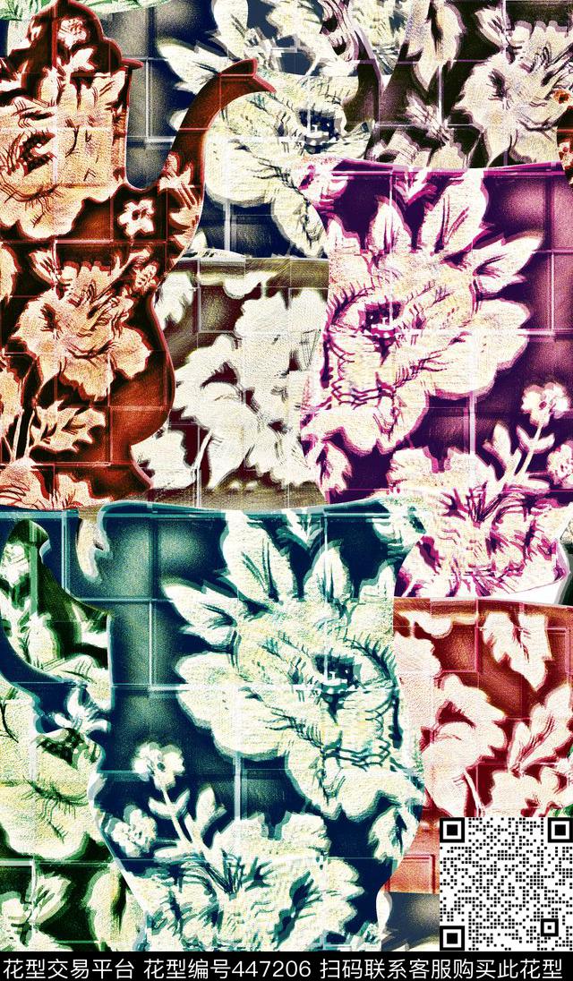 抽象色彩肌理数码印花华亿平台下载（图片编号: 447206） - 瓦栏（Walan）