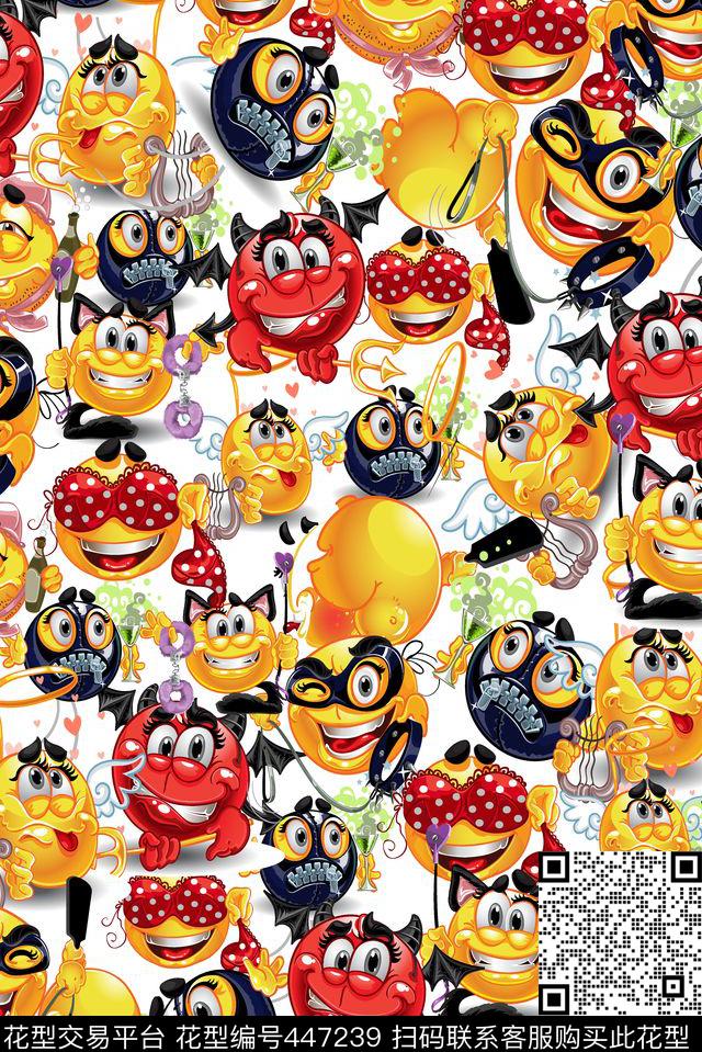 表情卡通可爱传统印花华亿平台下载（图片编号: 447239） - 瓦栏（Walan）