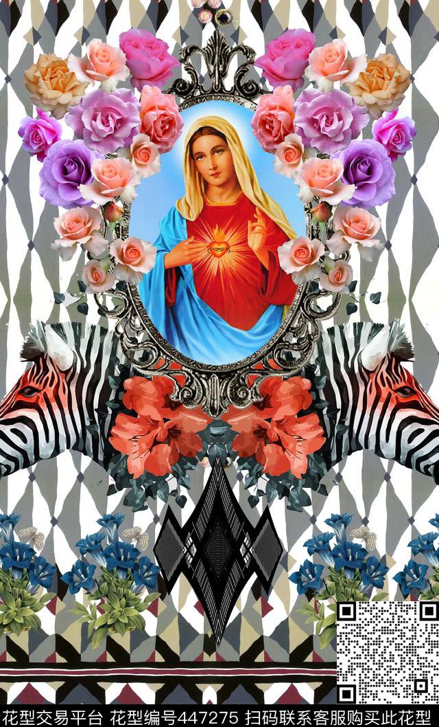 斑马动物几何数码印花华亿平台下载（图片编号: 447275） - 瓦栏（Walan）