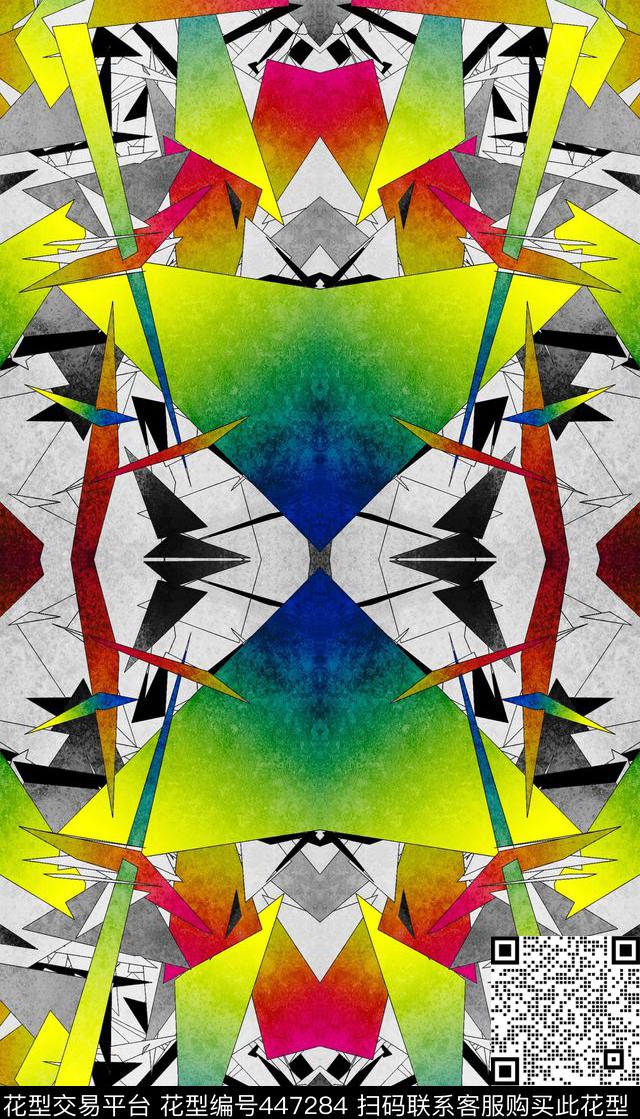 几何色块渐变数码印花华亿平台下载（图片编号: 447284） - 瓦栏（Walan）