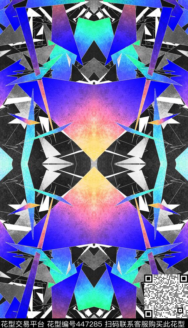 几何色块渐变数码印花华亿平台下载（图片编号: 447285） - 瓦栏（Walan）