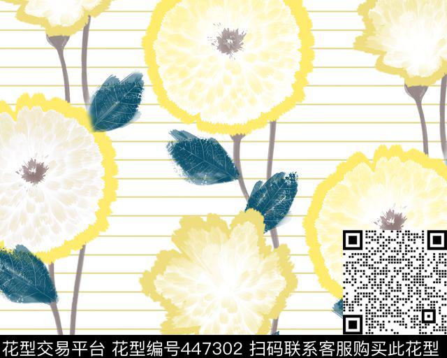 时尚抽象横条藤蔓传统印花华亿平台下载（图片编号: 447302） - 瓦栏（Walan）