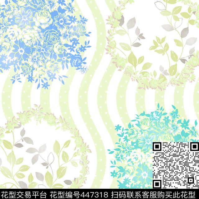 手绘花圈波点传统印花华亿平台下载（图片编号: 447318） - 瓦栏（Walan）